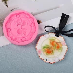 Silicone mold for Chinese style peach relief window grille aromatherapy plaster pendant crafts.