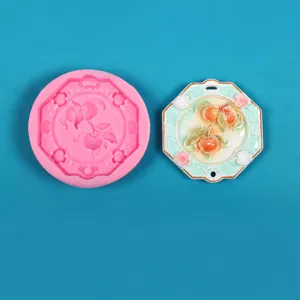 Chinese style fruit flower relief silicone mold for aromatherapy plaster pendant craft making.