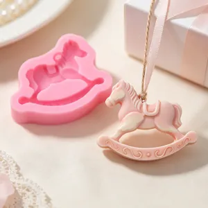 Silicone mold for cute rocking horse pendant, perfect for DIY epoxy resin and gypsum crafts.
