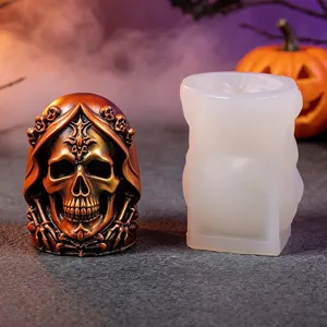 Kit moule en silicone crane capuche Halloween pour bougie parfumee et gypse cire.