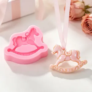 Silicone mold and rocking horse pendant DIY craft epoxy resin crystal kit cute pink gift box