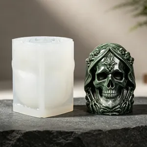 Halloween Crâne Silicone Moule Cape Squelette Bougie Résine Plâtre Artisanat Décor