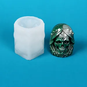 Halloween cape schedel siliconen mal set, 3D gotische hars gietvorm, DIY kaars ornament.