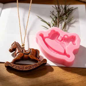 DIY Silicone Mold Small Trojan Horse Keychain Pendant Crystal UV Resin Plaster Aromatherapy Craft Mold