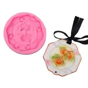 Chinese style fruit flower relief silicone mold for plaster aromatherapy pendant crafting