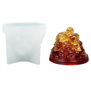 Halloween Totenkopf Stapel Silikonform für Kerzen, Harz und Aromatherapie Handwerk DIY.