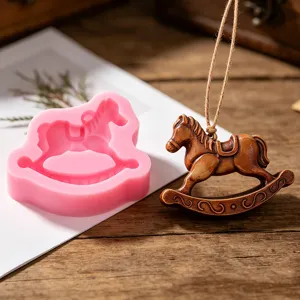 Silicone mold for resin epoxy casting cute rocking horse keychain pendant craft DIY handmade tool