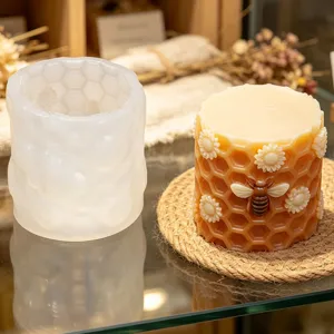 Zylindrische Bienenwabe Silikon Kerzenform DIY Aromatherapie Gips Seife Herstellung Form Handgemachte Handwerk Heimdekoration