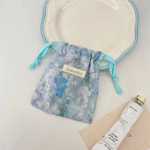 Blumenmuster Kordelzug Aufbewahrungstasche Stoff Organizer Reise Kosmetiktasche Detail