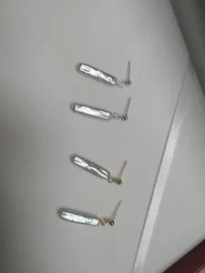 Pendientes de perlas barrocas naturales en barra con pasador de plata S925 joyas.