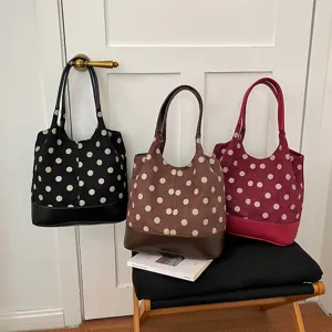 Vrouwen Grote Capaciteit Stippen Schoudertas Casual Woon-werkverkeer Tote Tas PU Lederen Tas