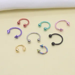 Roestvrij staal hoefijzer piercing ring neus lip gekleurde bal en punt sieraden