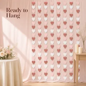 Guirlande papier cœur dégradé pour fête mariage déco, bannière fond prête à accrocher.