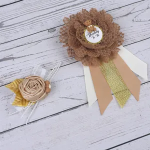 Baby shower daddy to be badge en elegante bloem broche set voor feest decoratie leuk
