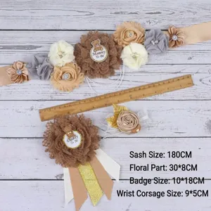Baby shower moederschap sjerp en corsage set met bloemen design, perfect voor aanstaande moeder.