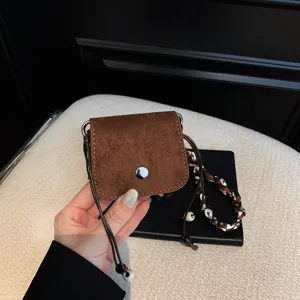 Exquisite mini crossbody bag for women, fashion casual suede shoulder lipstick bag, trendy outdoor.