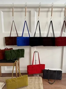 Korean style velvet tote bag, large capacity casual shoulder bag for women daily commute.