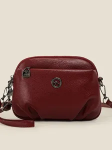 Damen Umhängetasche weiches Leder Schultertasche kleine quadratische Handtasche mit Reißverschlüssen
