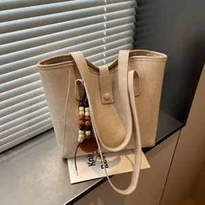 Bolso tote casual vintage de cercanías, gran capacidad bolso de hombro de cuero suave.