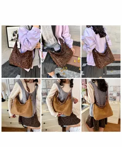 Vintage suède hobo schoudertas voor dames, stijlvolle herfst winter casual crossbody dumpling tas.