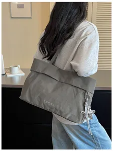 Borsa a tracolla tote minimalista di grande capacità per pendolari, borsa in tessuto leggera
