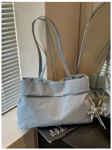 Borsa a tracolla azzurro casual, grande borsa a mano in tela per il commuting delle donne.