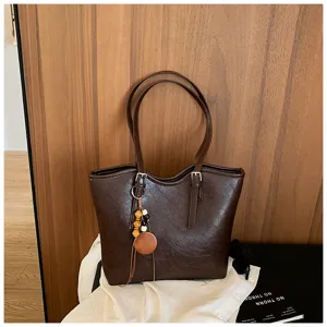 Bolso tote de gran capacidad para mujer, bolso de hombro minimalista de color sólido