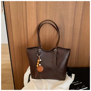 Gran bolso de hombro tote, elegante bolso para trabajo, diseño de color sólido chic.