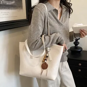 Bolso de hombro liso minimalista, gran capacidad bolso de mano para trabajo de mujer.