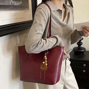 Bolso de hombro grande de color sólido para mujer elegante bolso de mano casual para uso diario