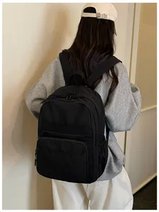 Womens casual black backpack large capacity travel school daypack for women student fashion design