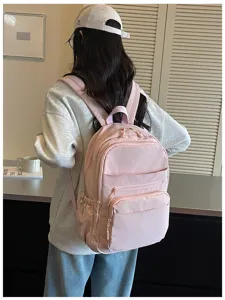 Women Pink Casual Backpack Daily Student School Bag Travel Outdoor Daypack Stylish Bookbag