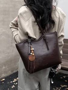 Bolso tote grande para mujer elegante de color sólido bolso de hombro para trabajo diario