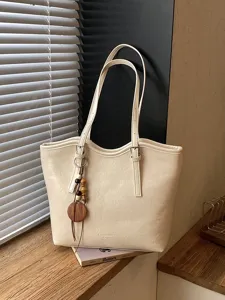 Bolso de hombro minimalista de color liso para mujer, bolso grande elegante para trabajo.