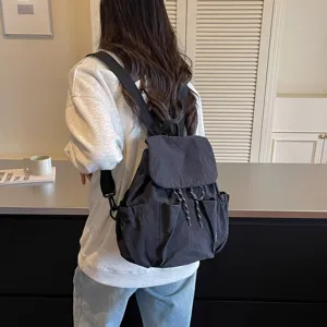 Sac à dos femme noir en tissu décontracté grande capacité voyage sac d'école quotidien