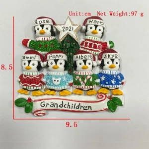 Cute Christmas penguin family ornament resin tree hanging pendant holiday decor gift 9.5cm