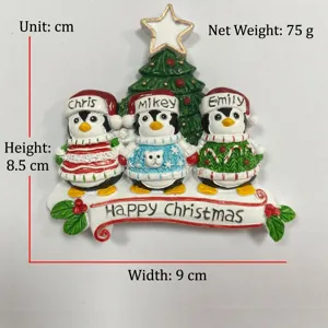 Christmas penguin family tree hanging ornament resin decor holiday party gift prop