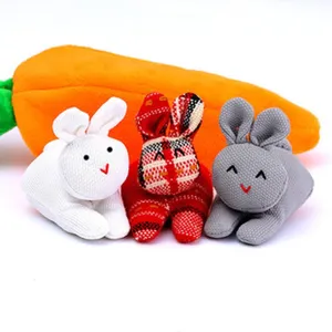Cute plush fabric bunny set with big carrot toy, soft stuffed animal home decor gift