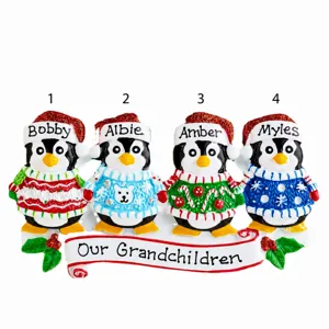 Personalized Christmas penguin family ornament tree hanging decoration holiday gift choice