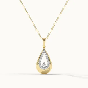 Collar con colgante de gota de plata S925 pavé de diamantes joyería para mujeres
