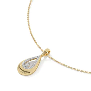 S925 plata esterlina lágrima pavé diamante colgante collar, joyería de moda mujer.