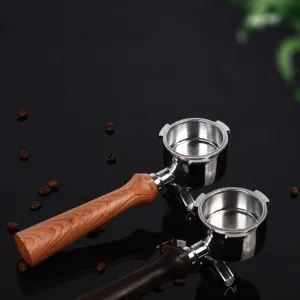 Massivholz Griff Kaffeemaschine Siebträger Edelstahl doppelter Auslauf Espressoteile
