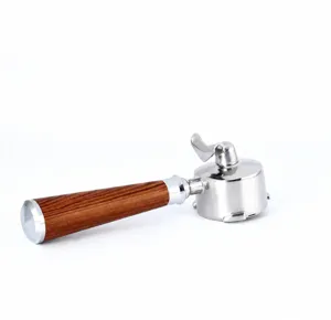 Massivholz Edelstahl Kaffeemaschine Siebträger Griff mit praktischem Doppelauslauf Design.