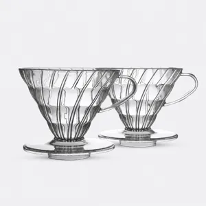 Set di dripper per caffè V60 in plastica trasparente, tazza filtrante per infusione.