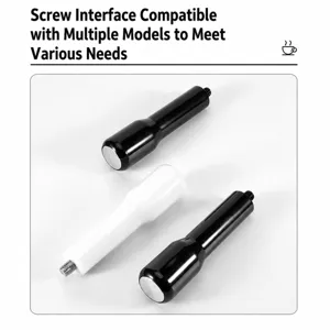 Detail view of black and white plastic coffee machine handle replacement with screw interface.
