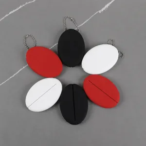 Porte-Monnaie Portable en Silicone Mini Sac de Rangement pour Câble d'Écouteur Étui à Clés Mignon Cartoon Avec Chaîne en Métal