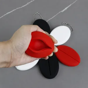 Sac de rangement pour pièces de monnaie en silicone portable avec porte-clés et design à