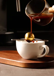 Stainless steel coffee chilling ball espresso cooling sphere pour over coffee aroma tool detail view
