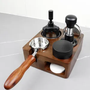 Stazione pressatura caffè in legno di noce 58mm distributore supporto organizer accessori