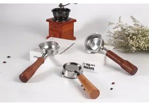 Kaffeemaschine Portafilter Ersatz mit Holzgriff Edelstahl Filterkorb Zubehör